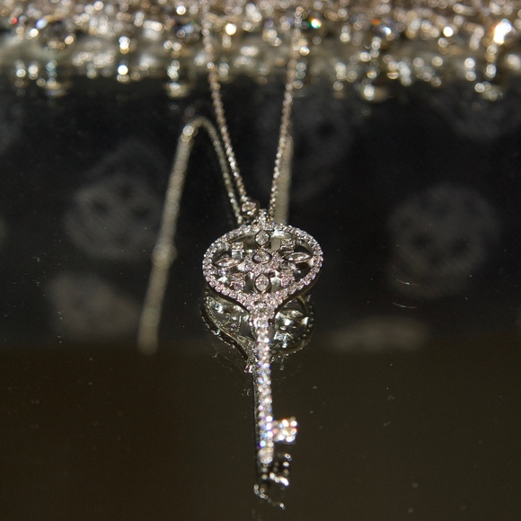14kt Gols Dipped "Key" Swarovski Necklace - Picture 5 of 8